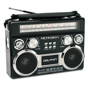 Dolphin Retro Bluetooth Radio SP-411BT AM FM SW Rechargeable Black